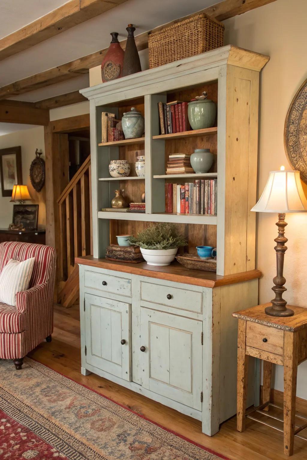 A balanced mix of down-to-earth and enhanced elements in this hutch.