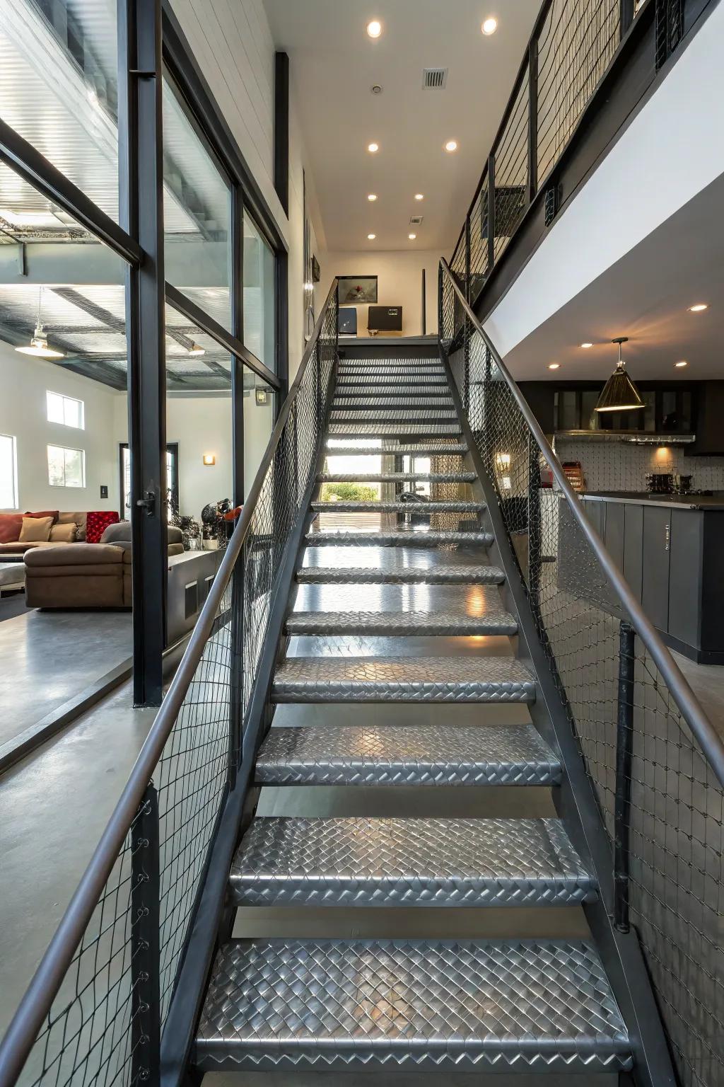 Incorporate an industrial twist via metal stairs.