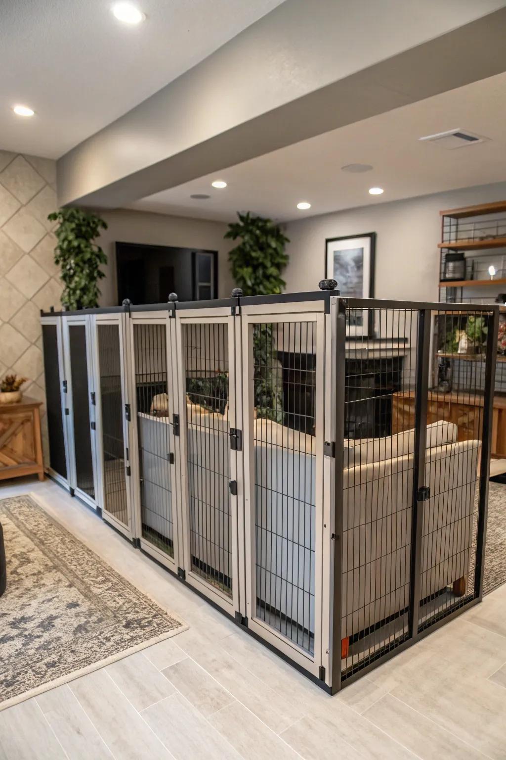 Versatile design: modular panels offer a flexible kennel solution.