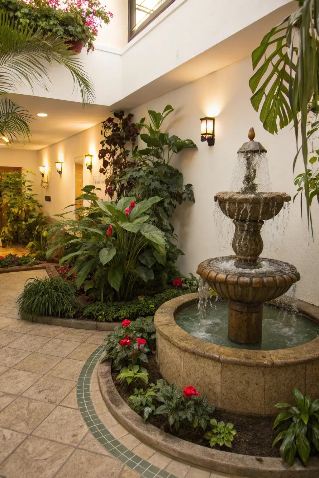 A water attribute injects a calming ambiance into your enclosed patio.