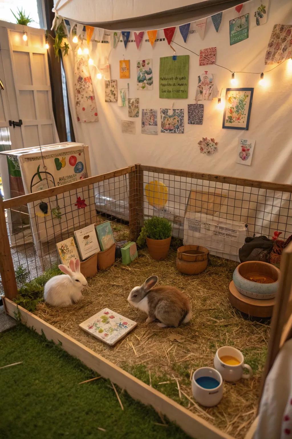 Creative flourishes incorporate personality to your rabbit's area.