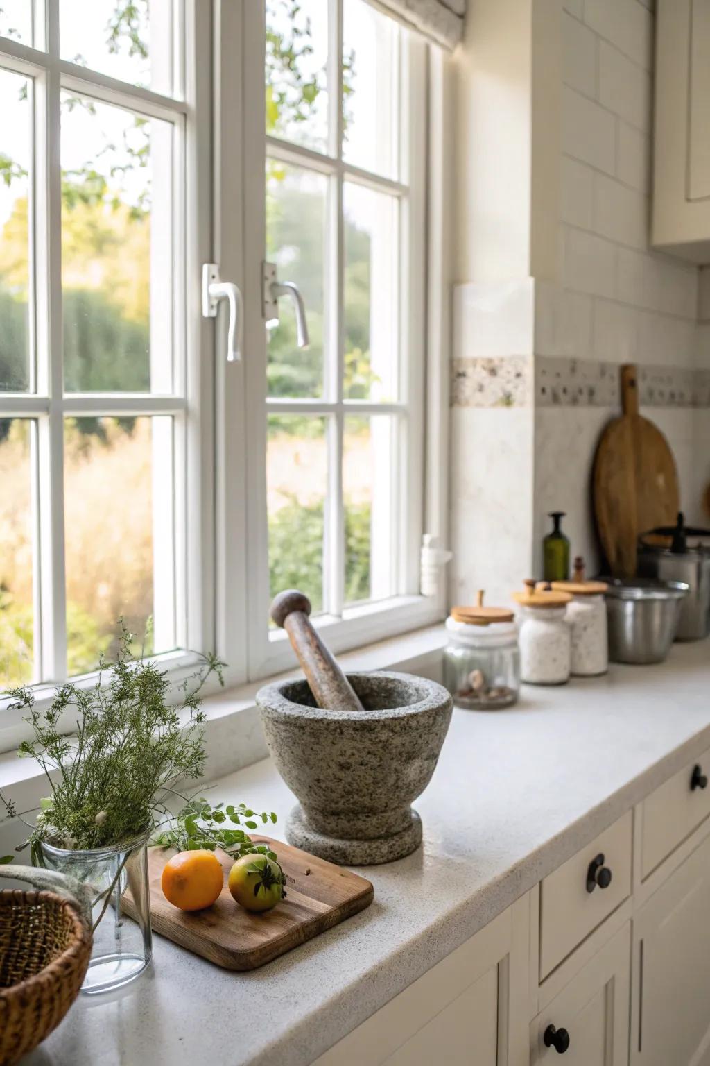 Operational decor conveys both utility and elegance.