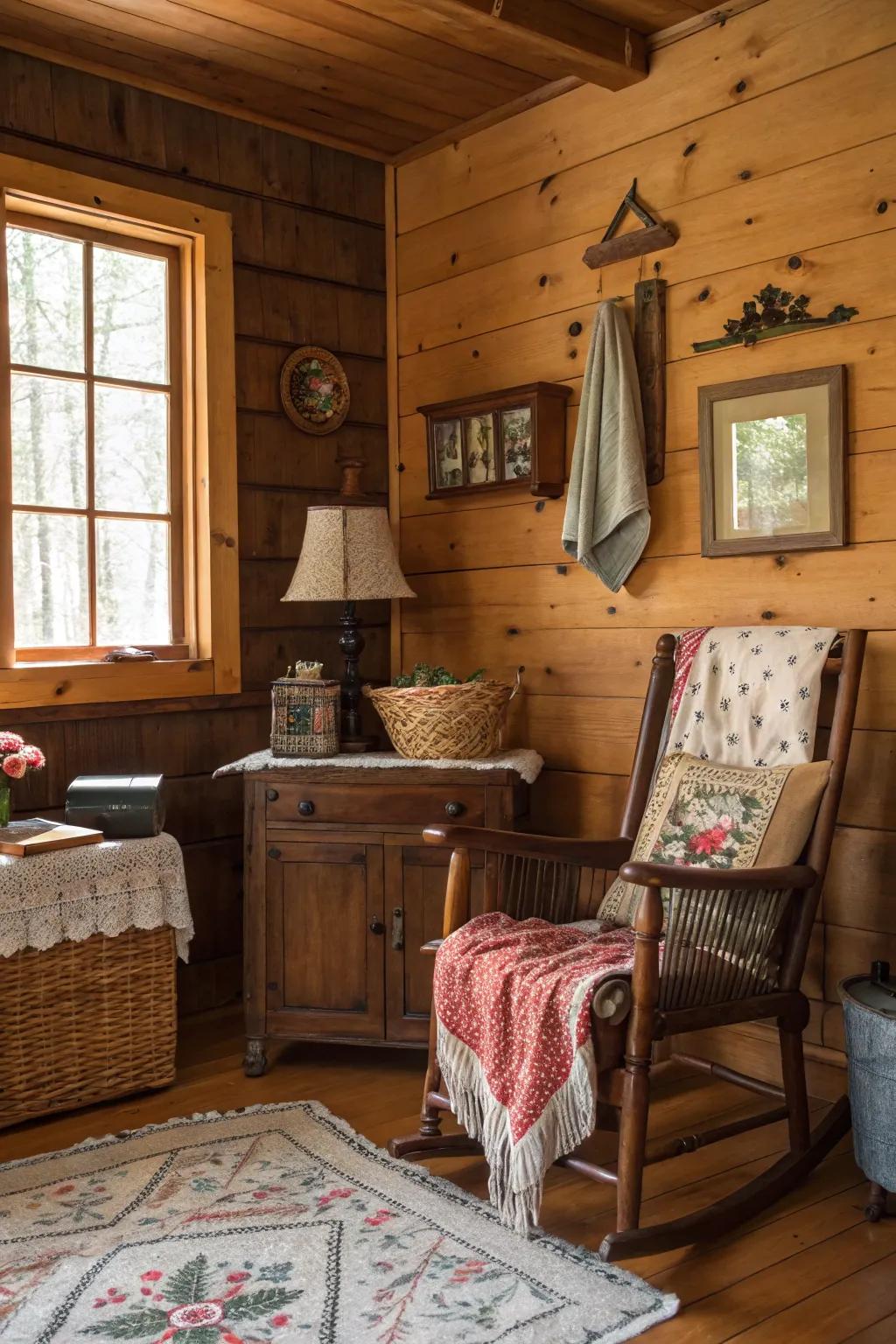 Vintage discoveries adding personality and history to the cabin.