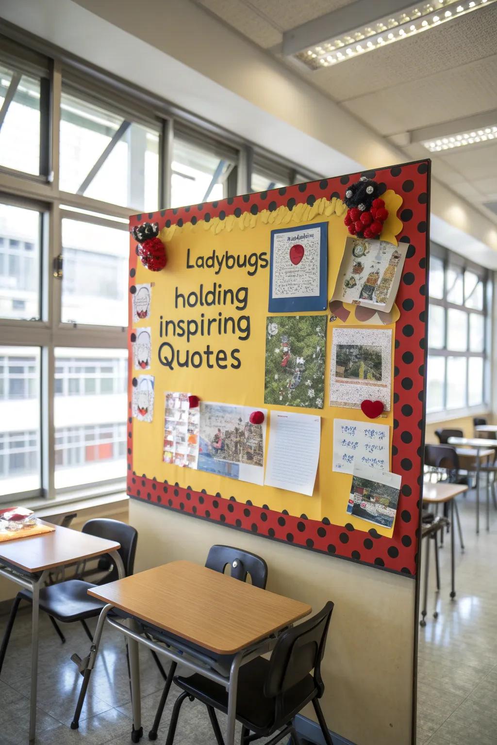 A positive ladybug board to inspire and uplift learners.