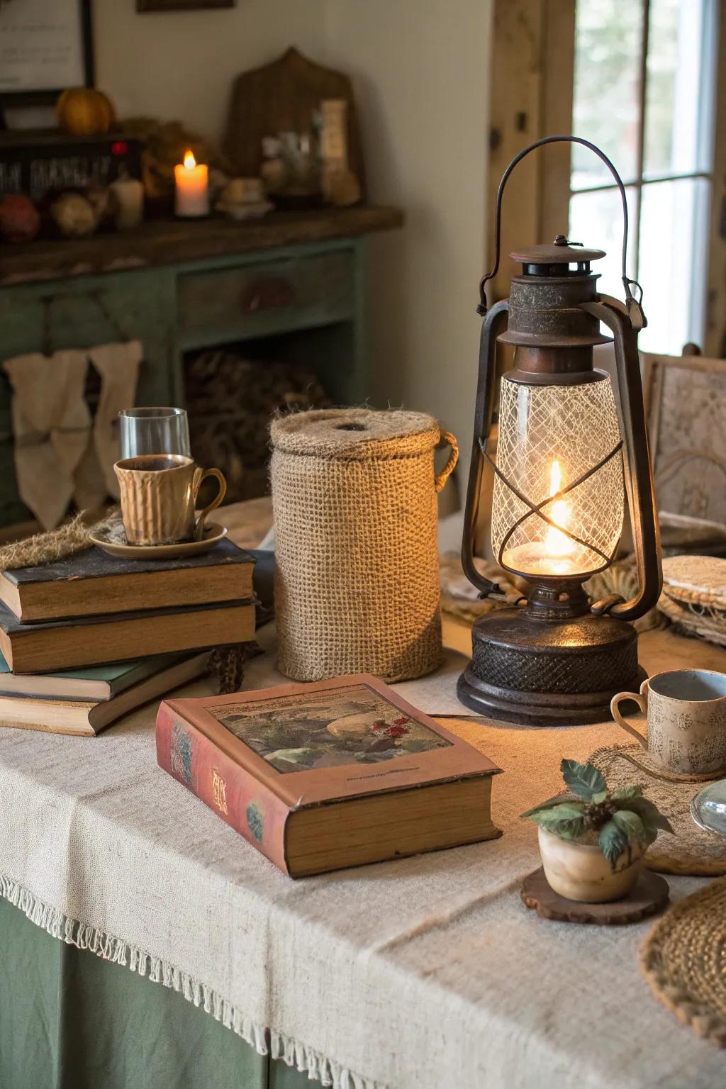 Include texture thanks to textile-covered lanterns.