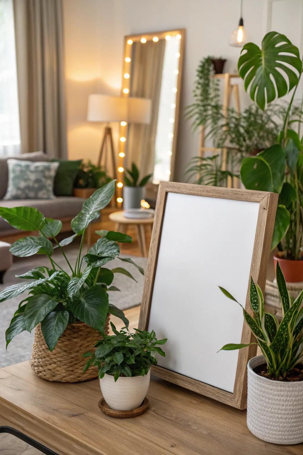 Art and plants strike a harmonious balance.
