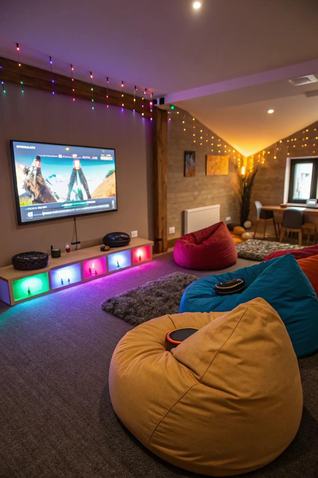 Chill in style with bean bags that have LED lights.
