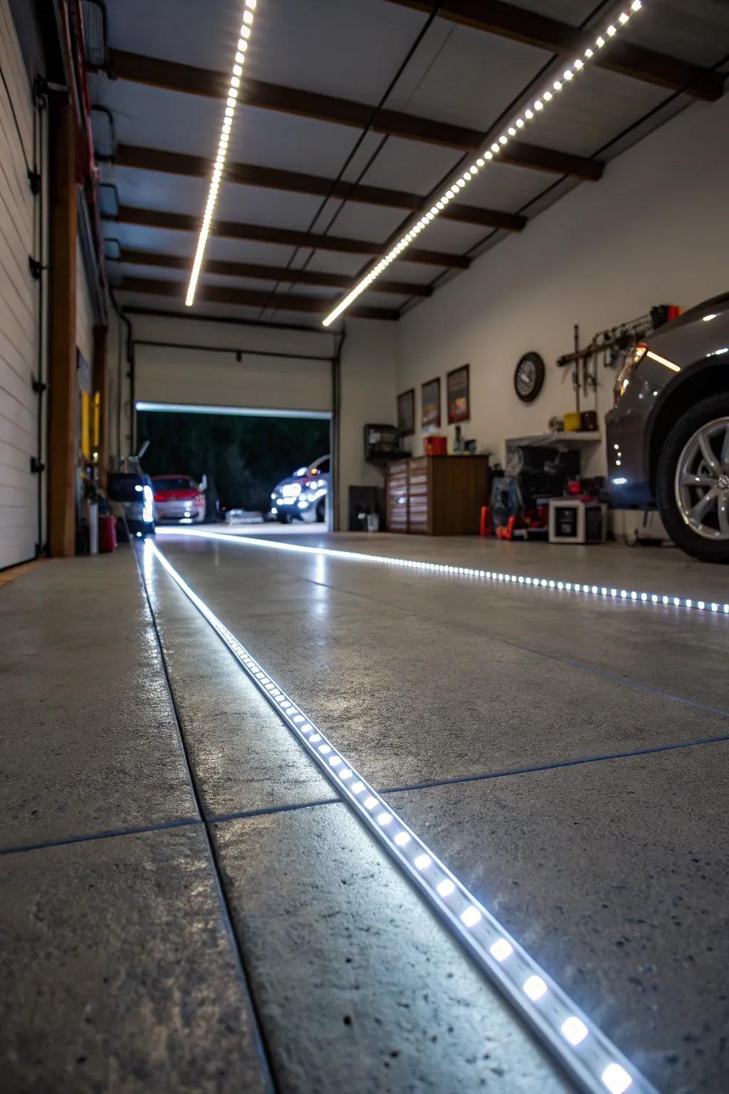 Guide your trajectory via stylish garage LED illumination.