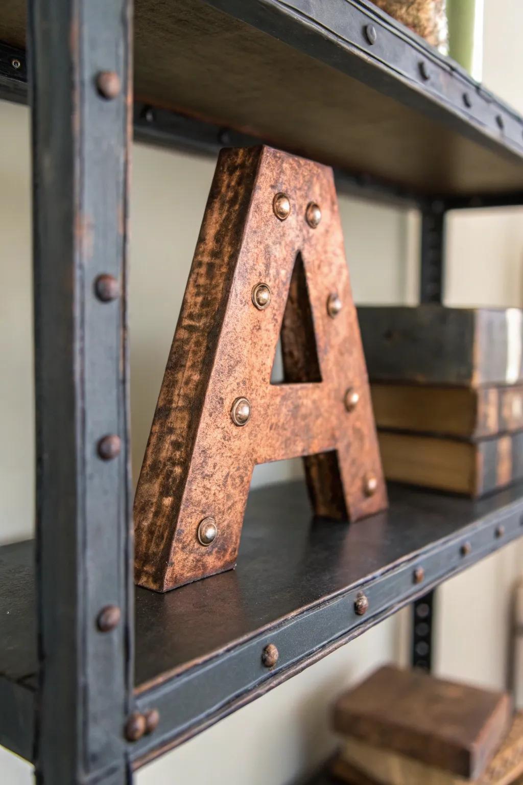 A letter displaying a convincing artificial metal finish.