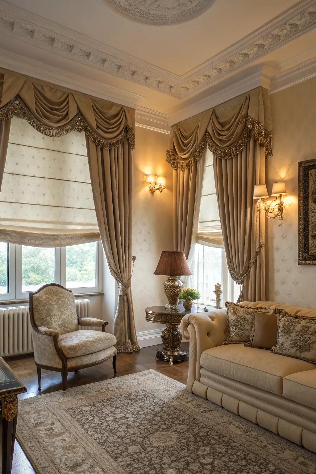 Roman shades provide a traditional and graceful accent.