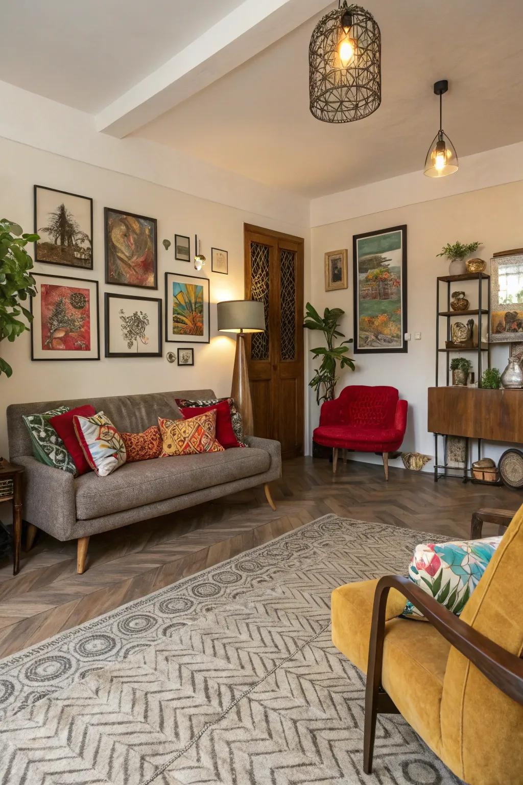 Textured vinyl flooring enriches your living area with warmth and character.