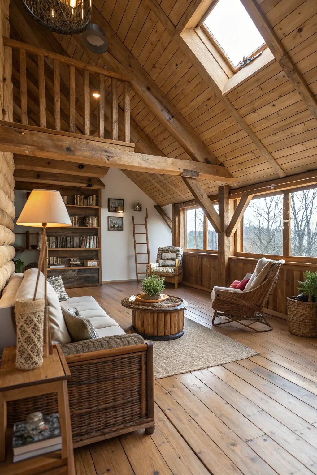 Timber accents add warmth to lofts.