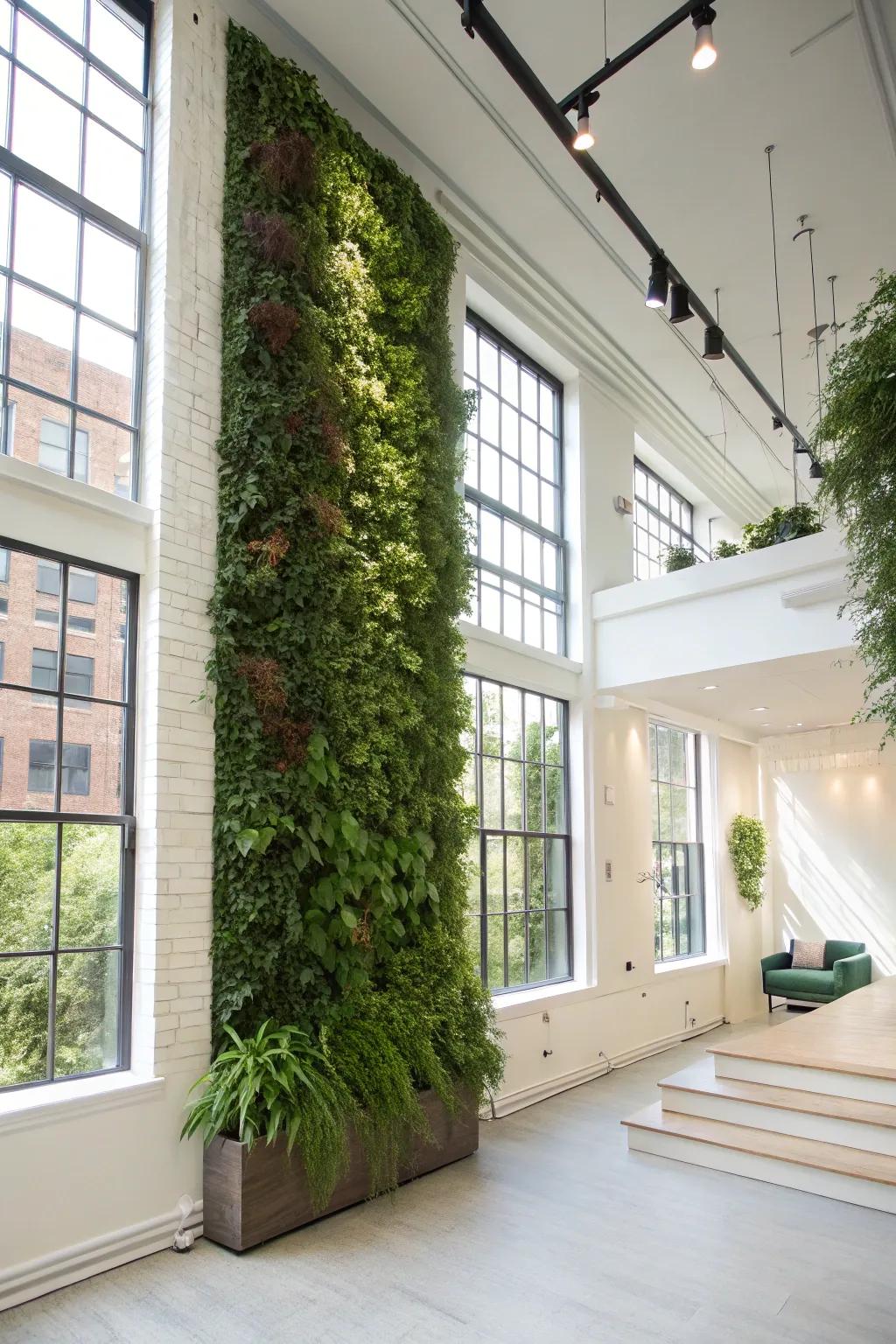 Lush upright garden conveying the outdoors inside.