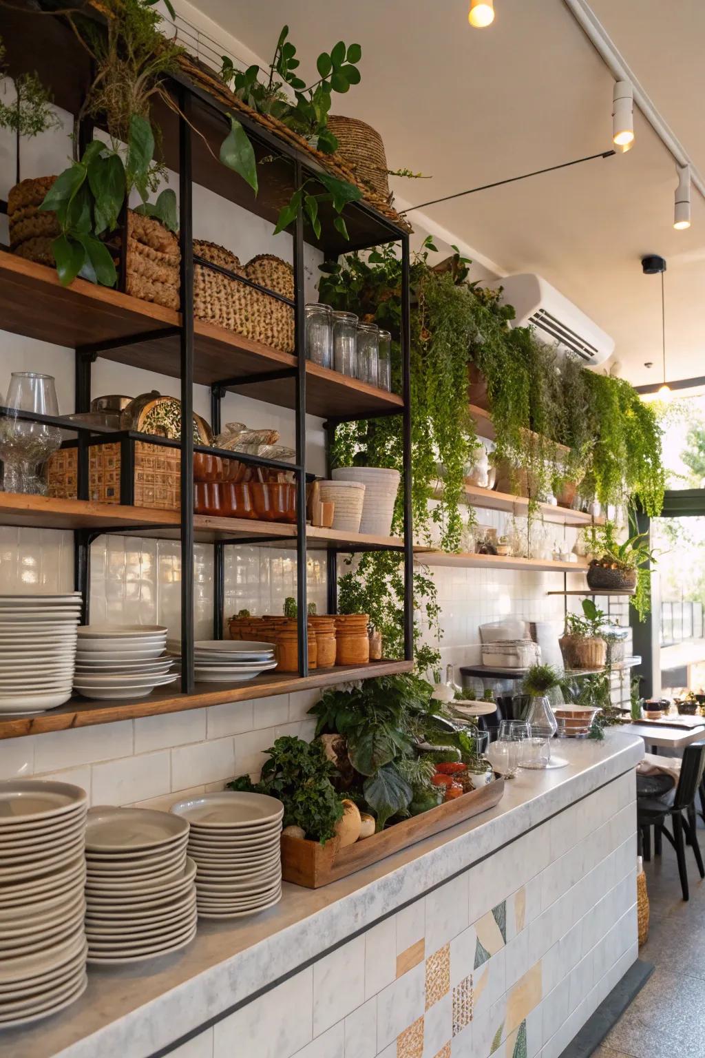 Open shelving merges decor with practicality.