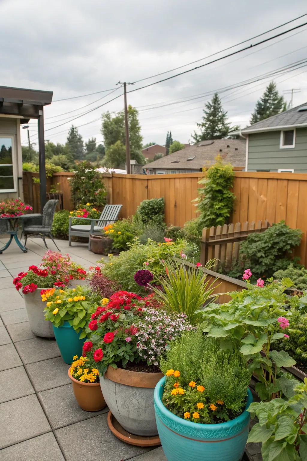 A vibrant portable garden in Portland adds color effortlessly.