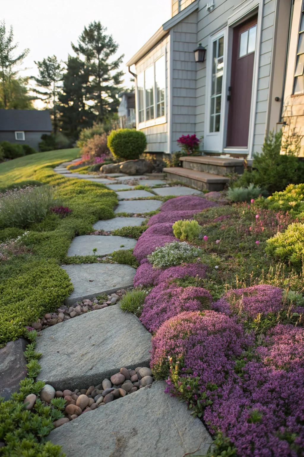 Colorful ground covers brighten the space with simple care.