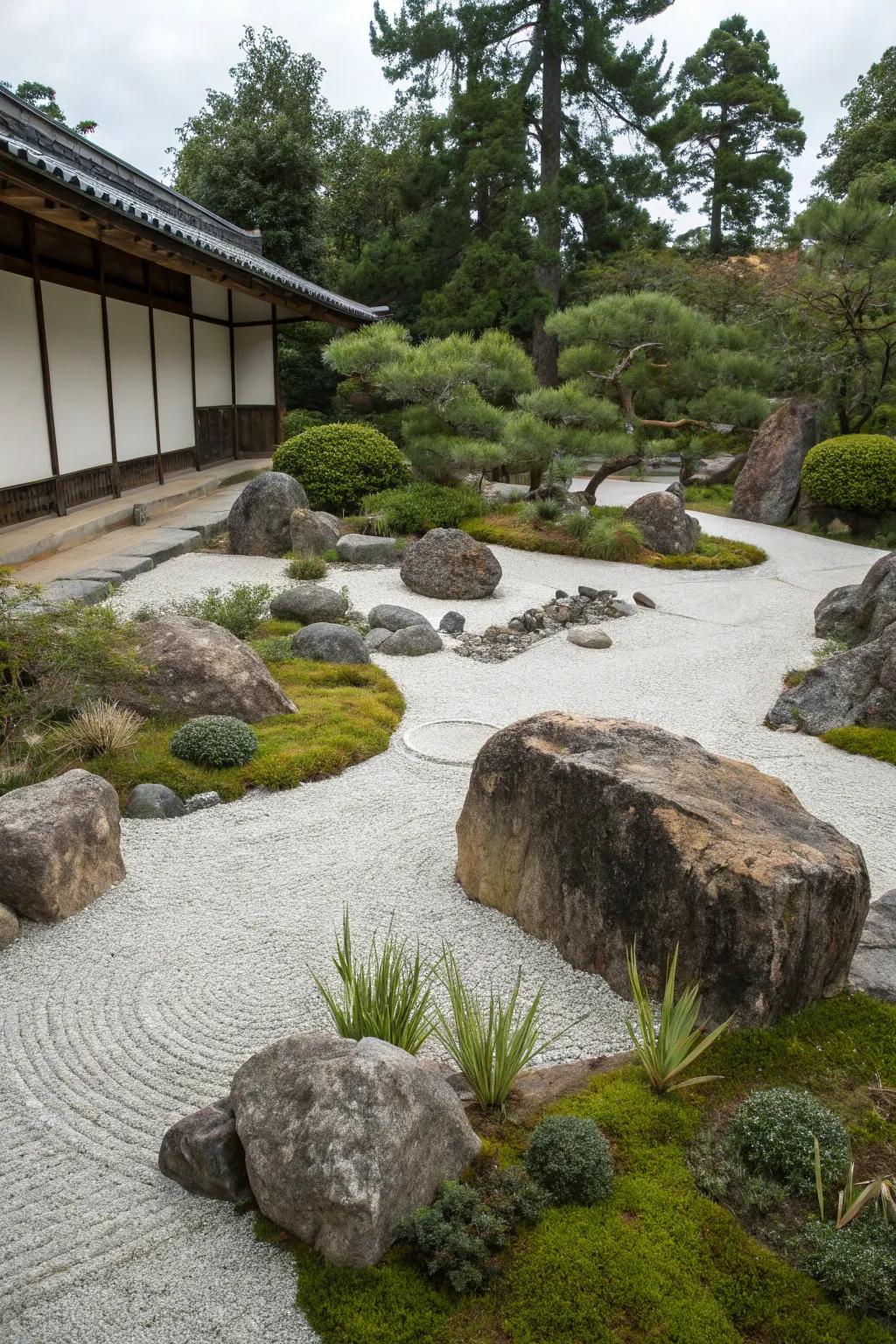 Minimal ground cover for easy maintenance.