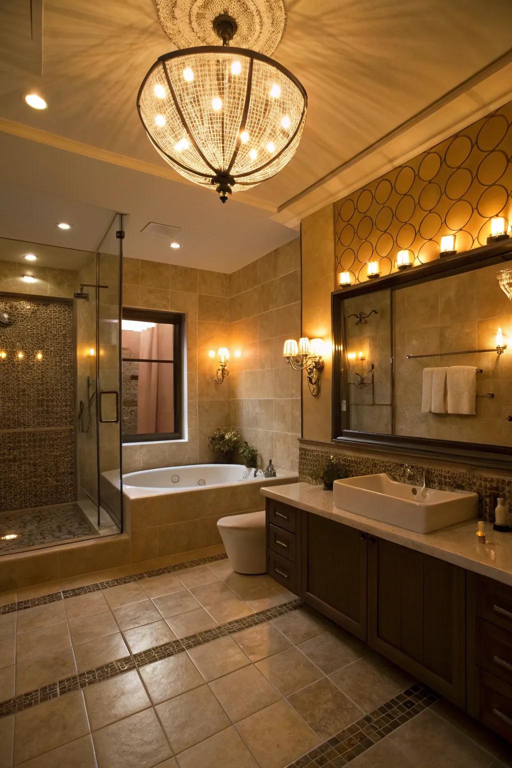 Graduated lighting fostering a cozy and functional space.