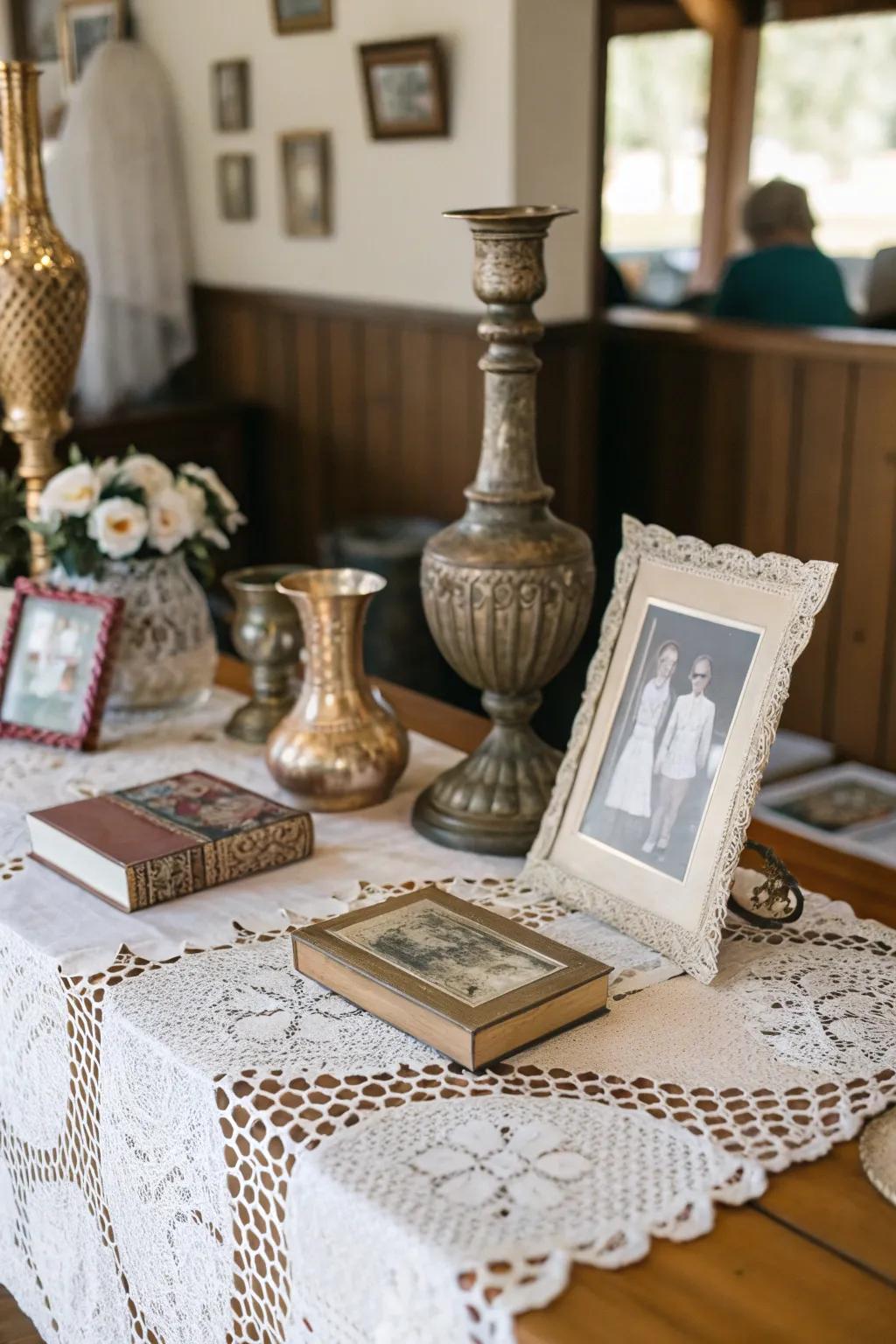 Vintage elements bring classic style and nostalgic appeal to your memory setup.