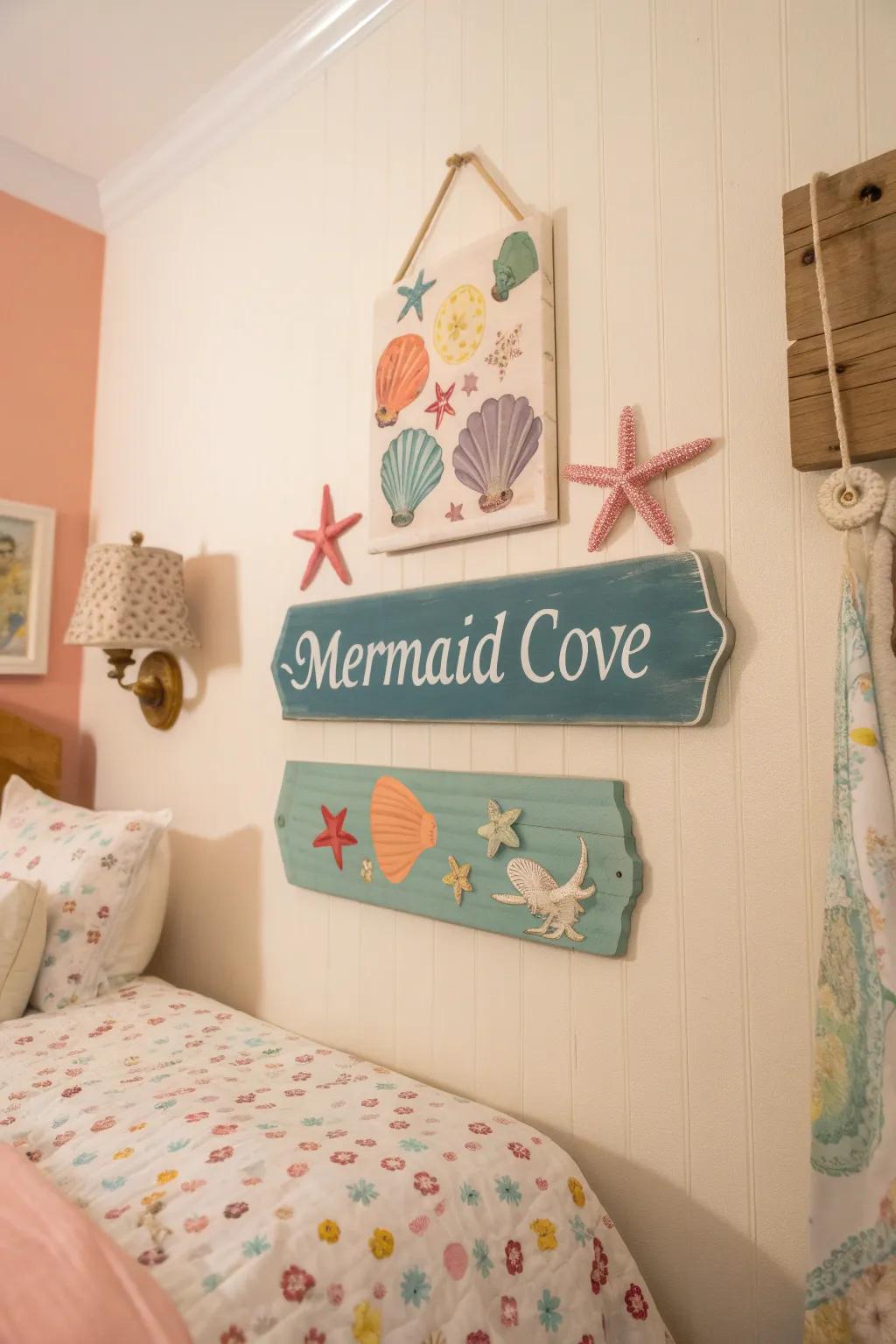 Personalized signs make the room feel uniquely yours.