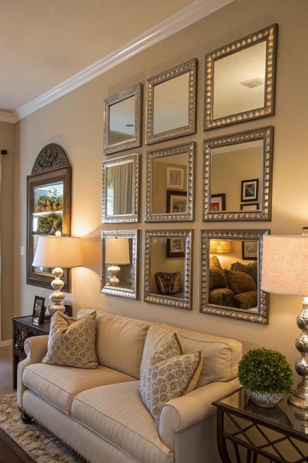 Tiered reflectors construct a stylish, dynamic focal point.