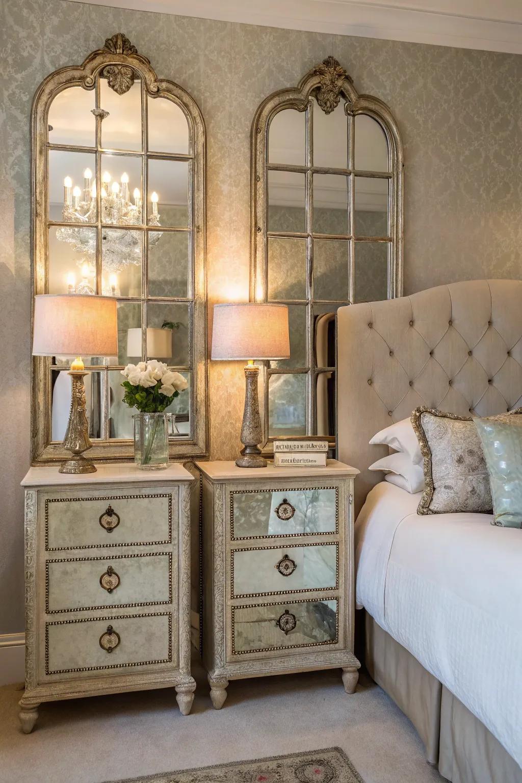Antique mirrors add lasting elegance and historical charm.