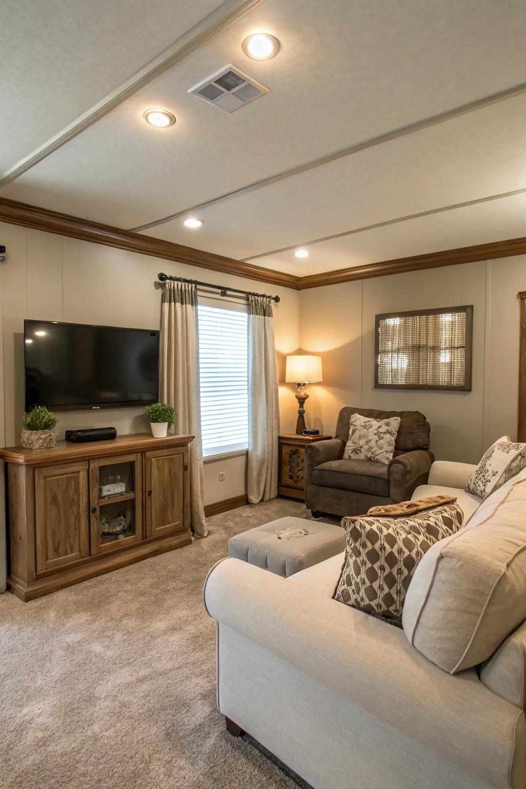 Ceiling trim adds elegance and height to spaces.
