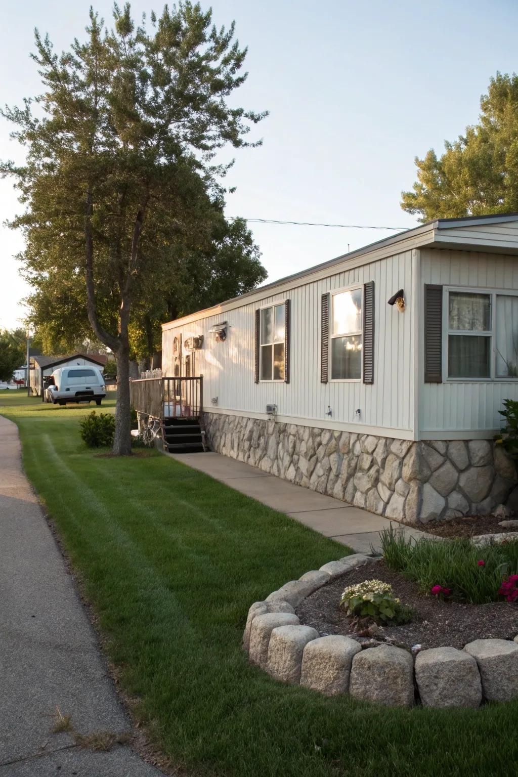 Imitation rock base coverings deliver a realistic stone presence at a lower cost.