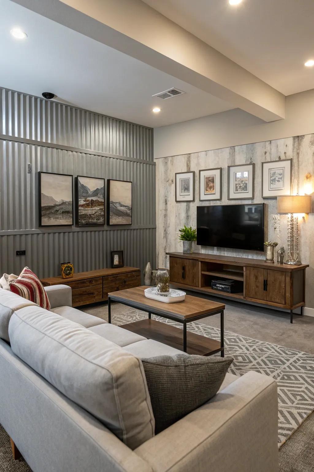 Steel finish provides a sleek, modern backdrop.
