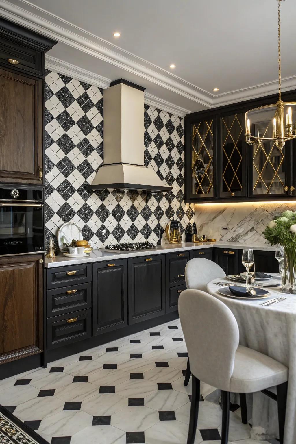 An ageless checkerboard pattern introduces classic chic to the kitchen.