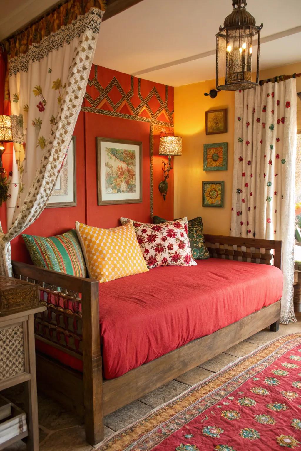 A bold pop of color changes a daybed into a striking feature.
