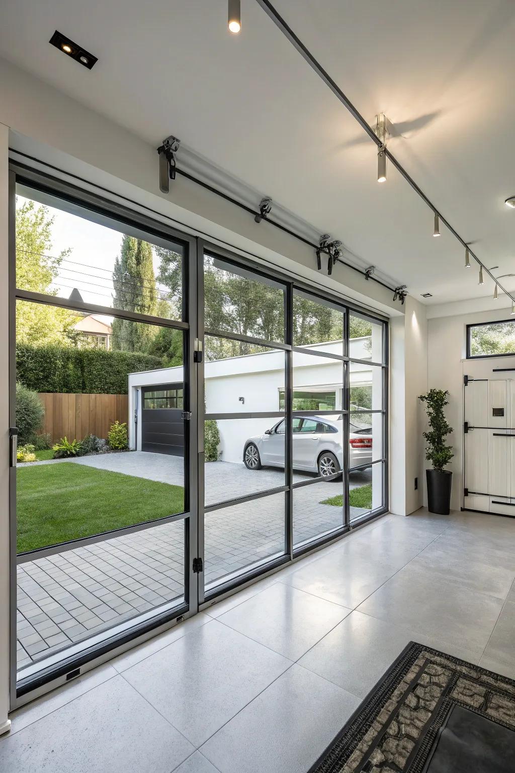 Use glass garage doors for a modern and bright space.