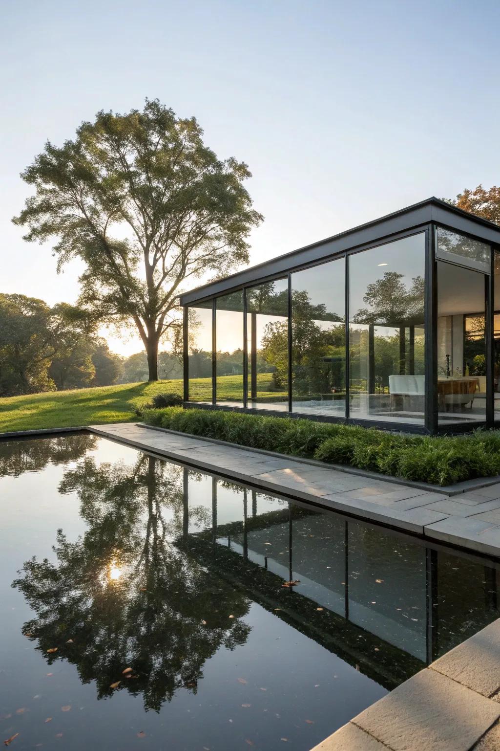 Reflective pool adding serenity and beauty.