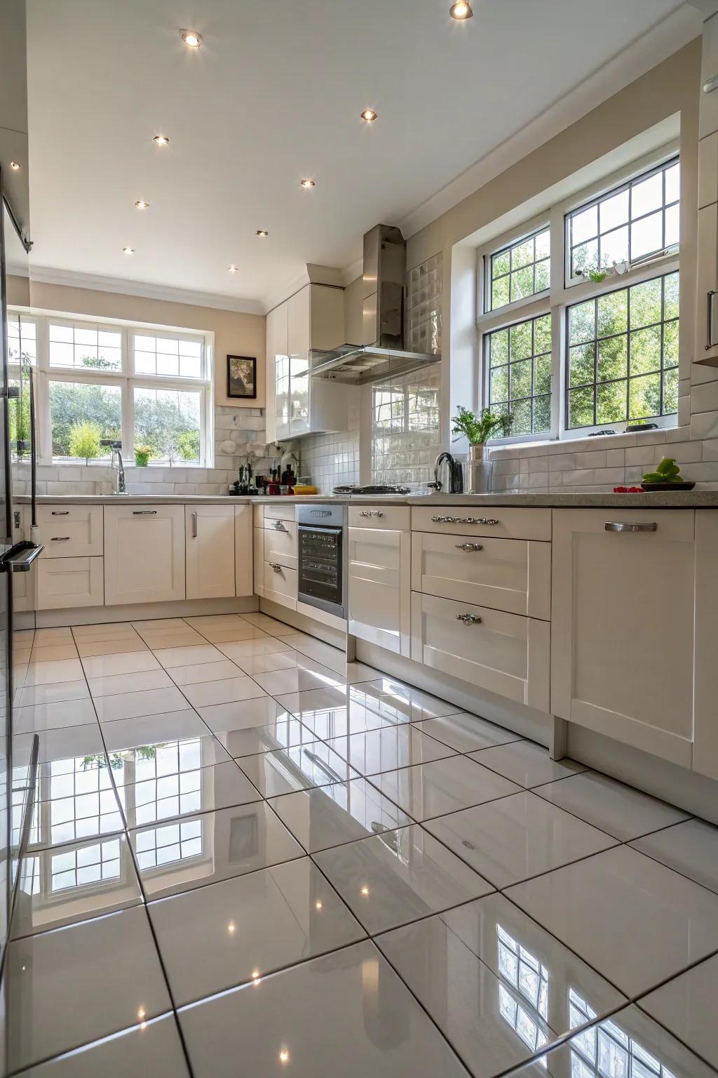 Mirrored tiles bring modern glam and depth to your kitchen.