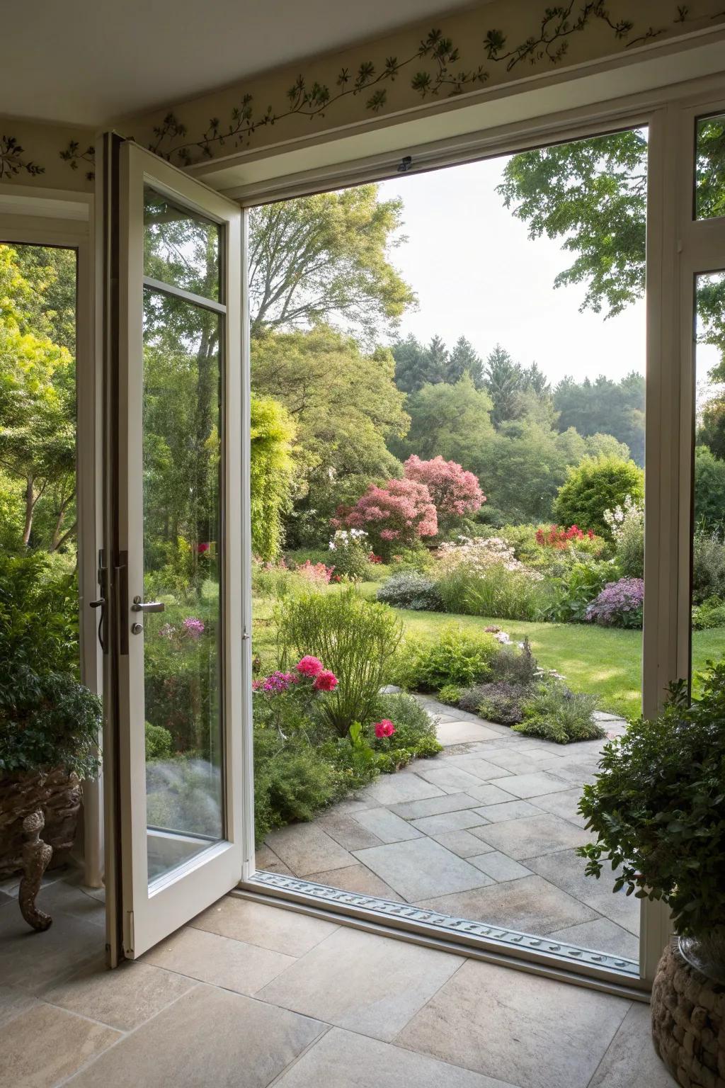 Corner openings for a sweeping garden experience.