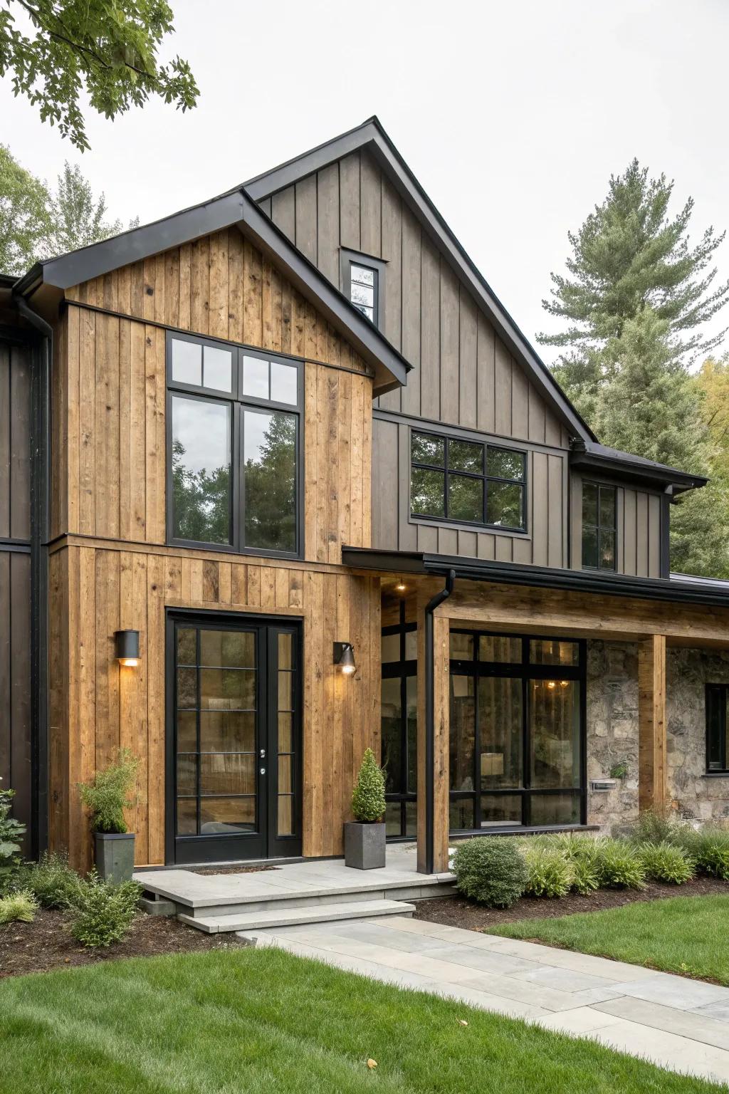 Plank and board siding bridges countryside and modern aesthetics.