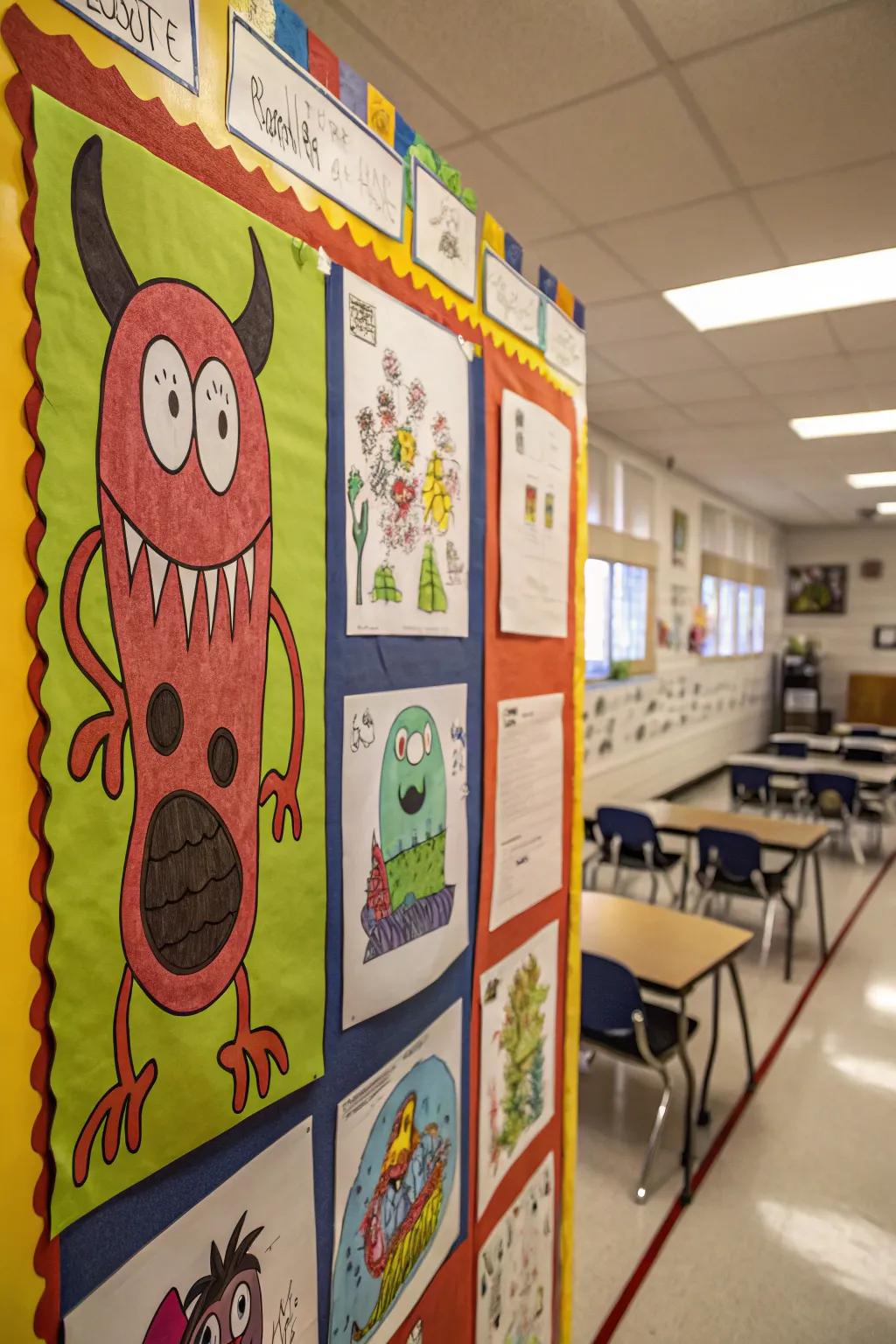 A creature display that celebrates student creativity and individuality.