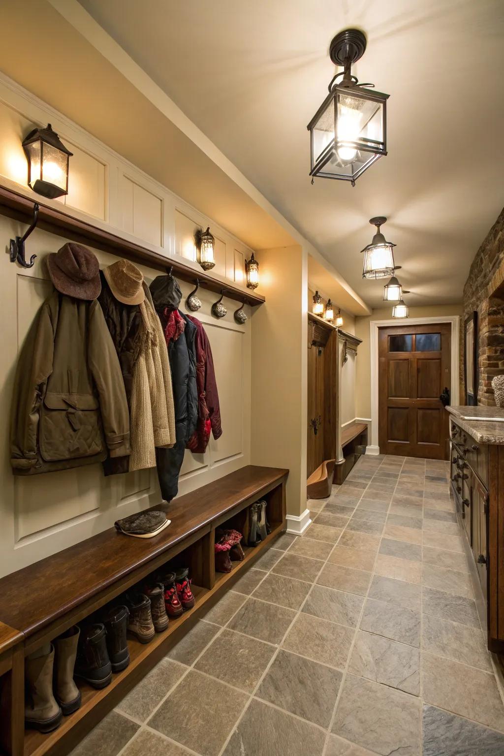 Improve your mud room with functional and attractive lighting.