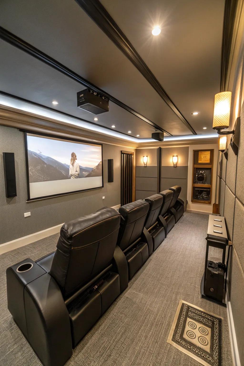 Collapsible seating offers convenience for snug cinemas.