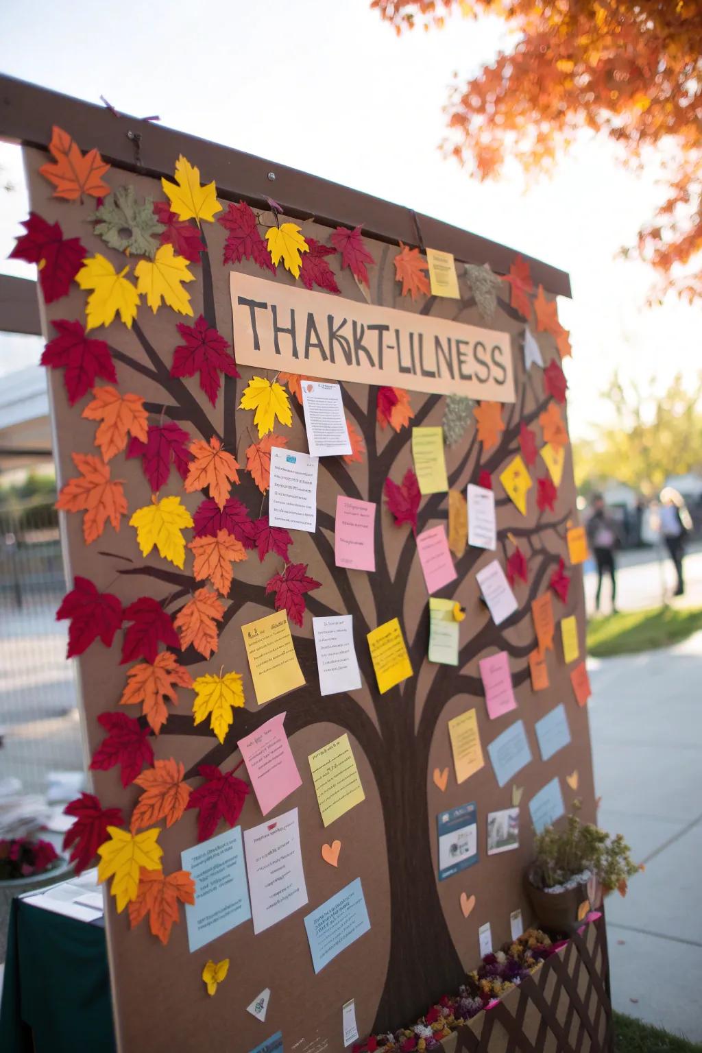 A 'Thankful Tree' brimming with expressions of gratitude.