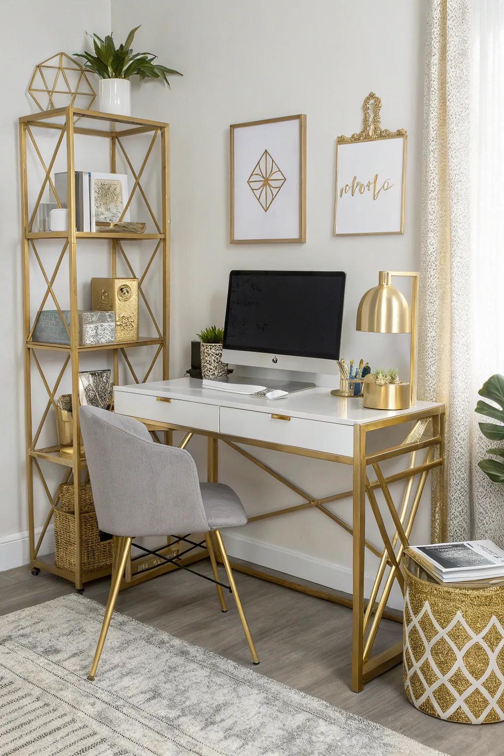 Metallic accents add a touch of glamour and sophistication.