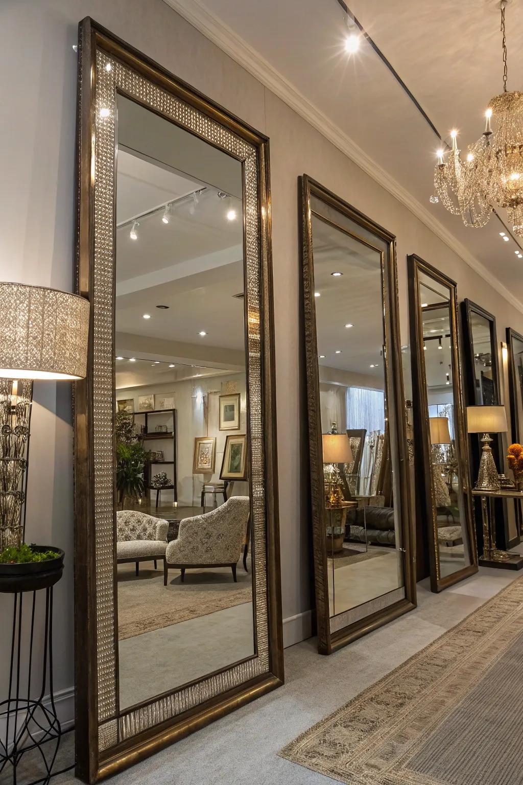 Mirrors create the illusion of more space and light.