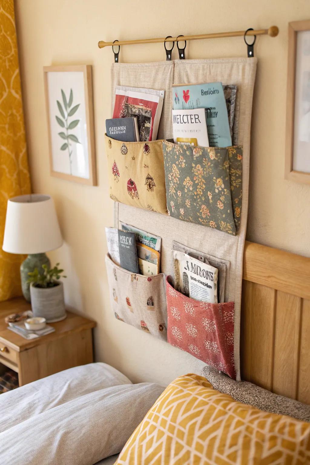 Organize petite essentials with wall-affixed pockets.