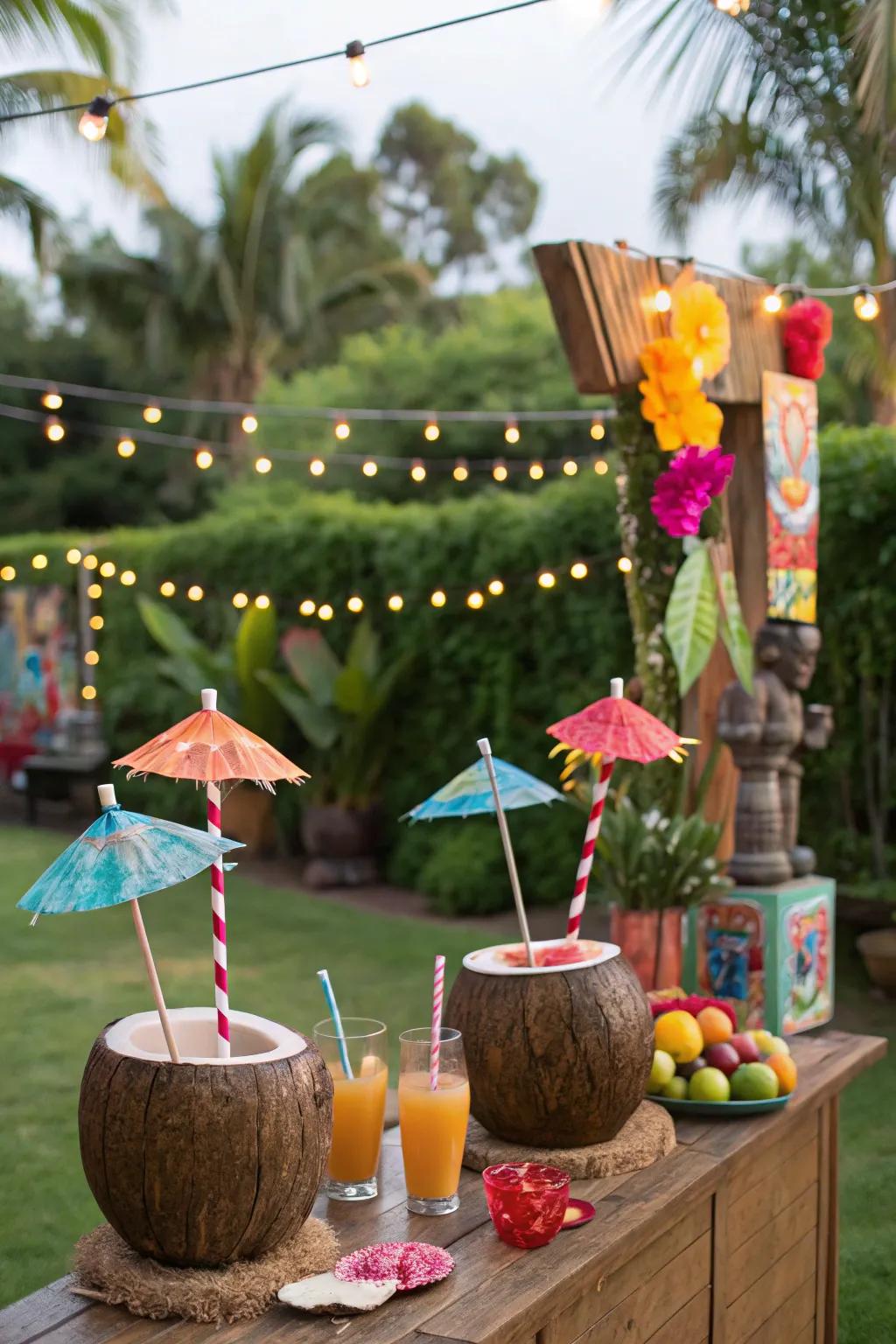 Themed beverage centers contribute flair and refreshment.