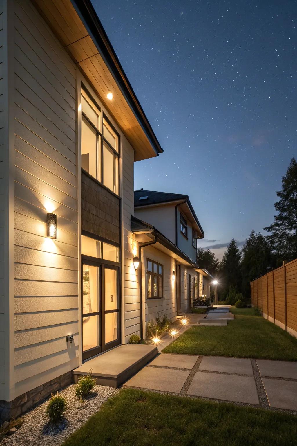 Stylish solar sconce lights amplify your home's external appeal with gentle, inviting light.