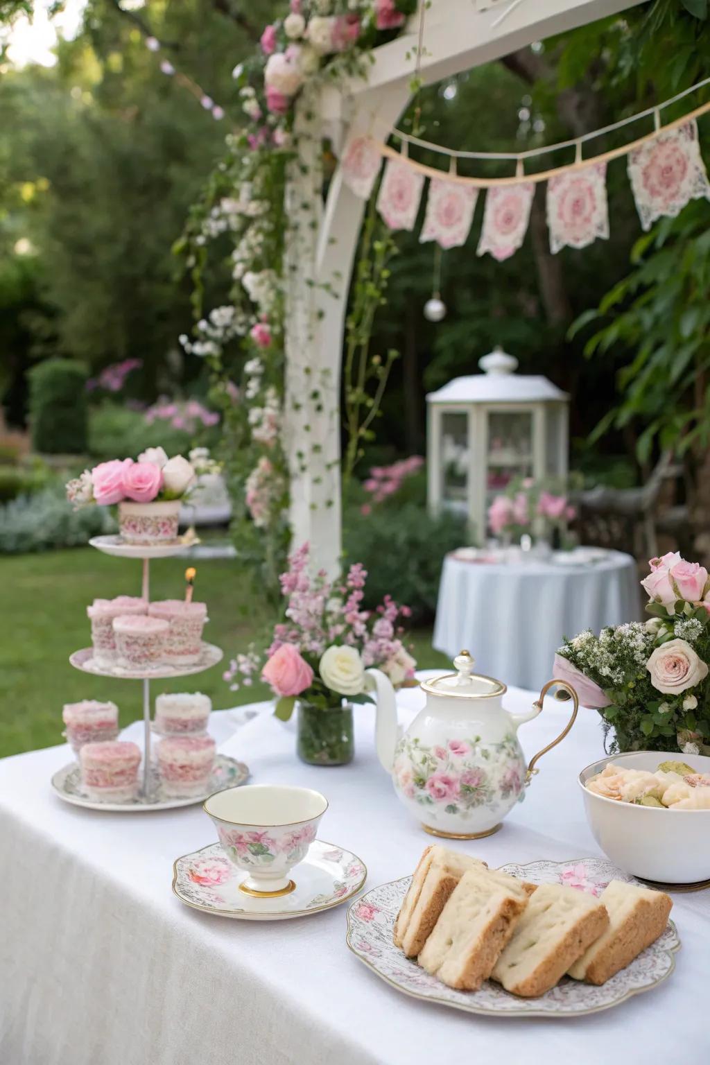 A garden tea gathering exudes polish and sophistication.