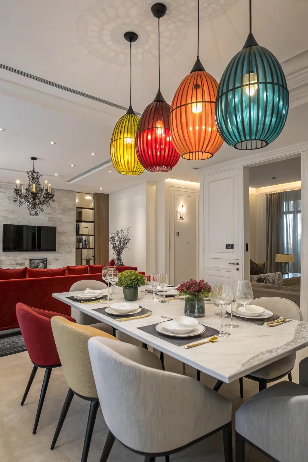 Audacious hues in illumination possess the ability to energize and transform a space.