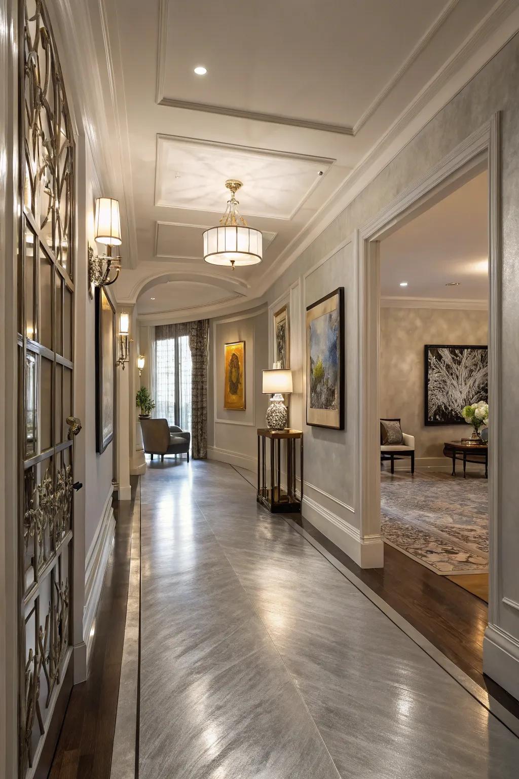 Shimmering finishes contribute glamour and sophistication.