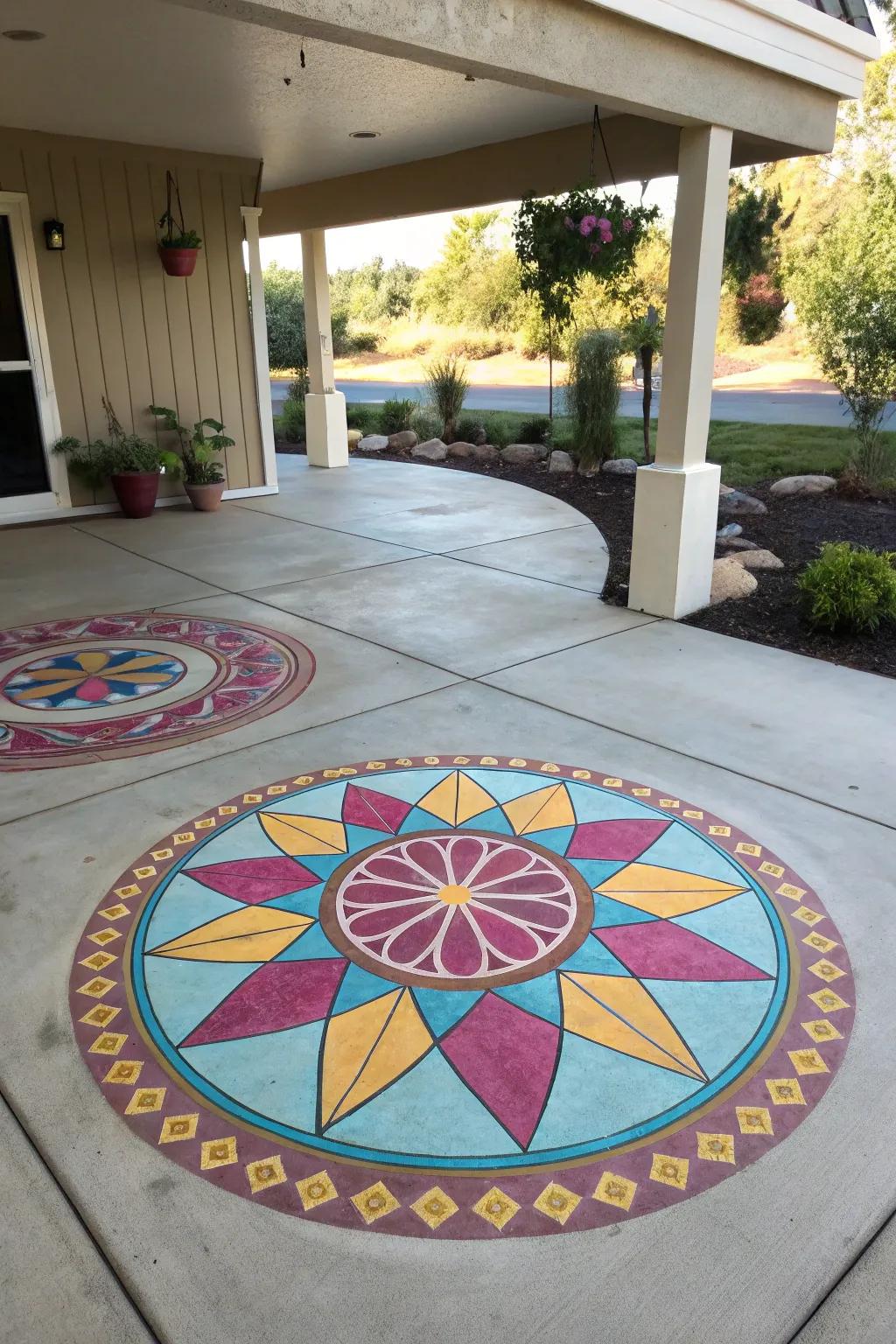 A center medallion design serves as an extraordinary key feature on this patio.