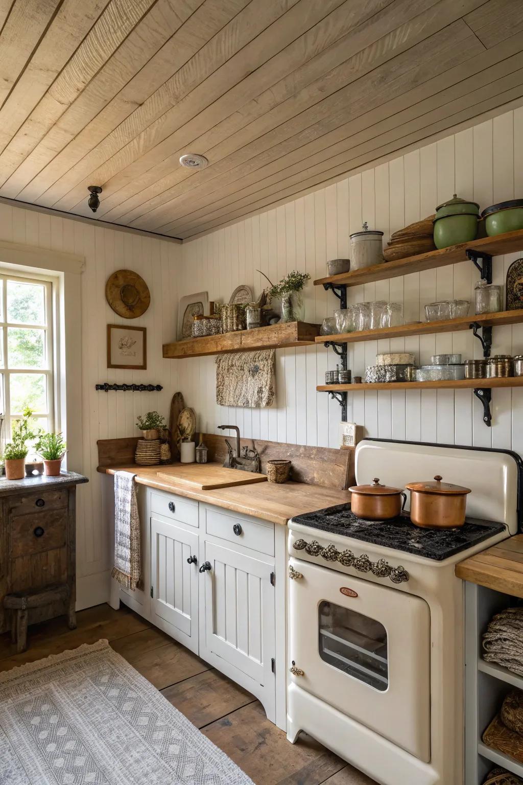 Grooved-plank panels proffer a timeless charm.